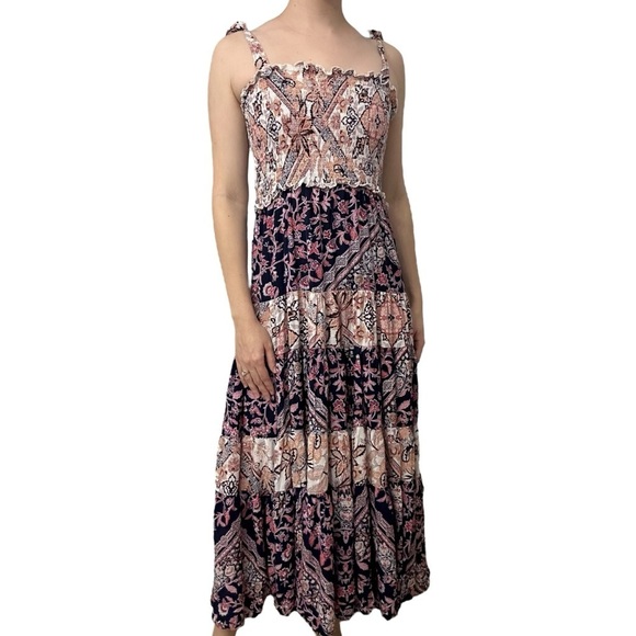 Abel the Label Dress Maxi Anthropologie Colorful Vacation Boho Tiered Size Small - Picture 1 of 8